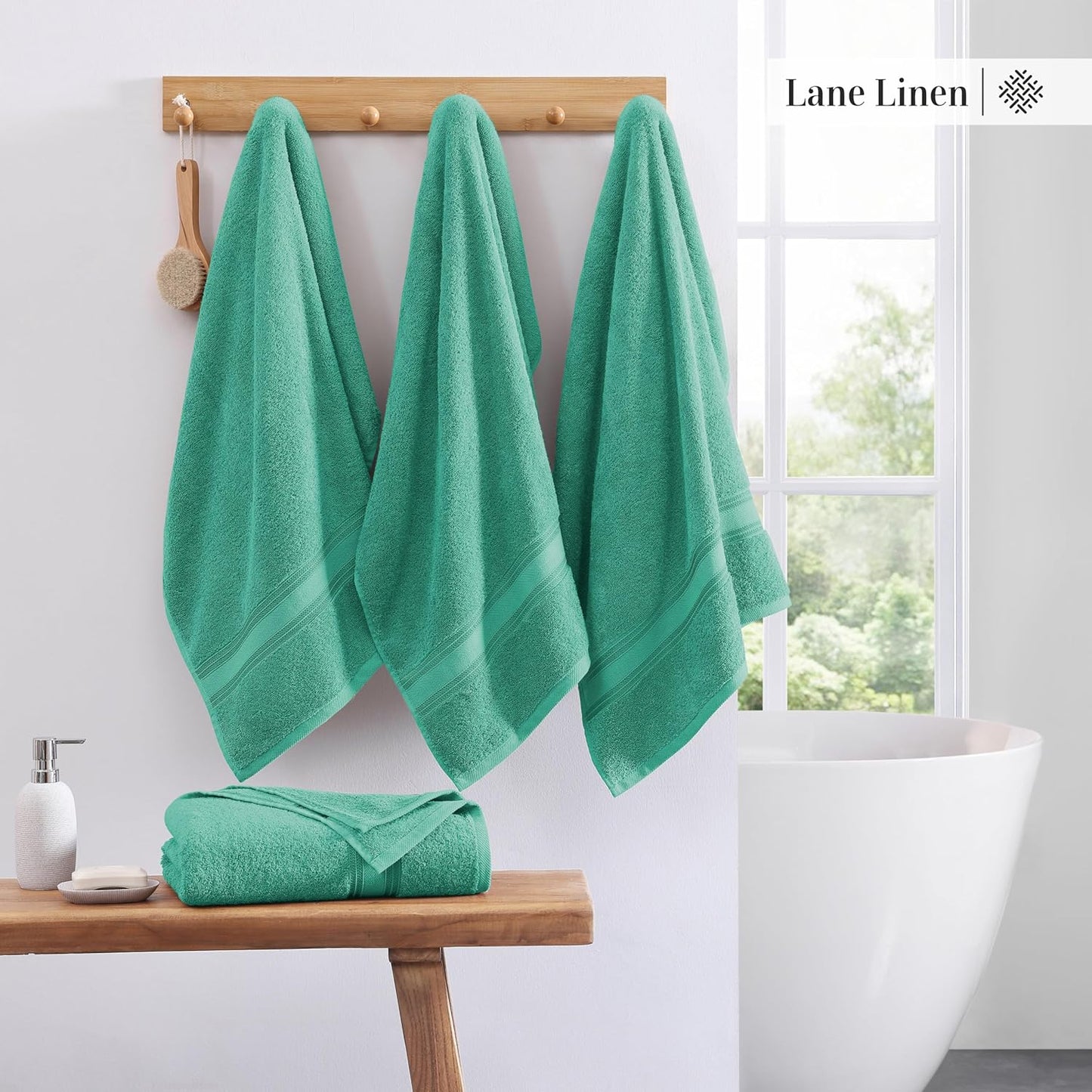 LANE LINEN Large Teal Cotton Bath Sheets, 4 Piece Set, Quick Dry, Super Soft Shower Towels, Highly Absorbent