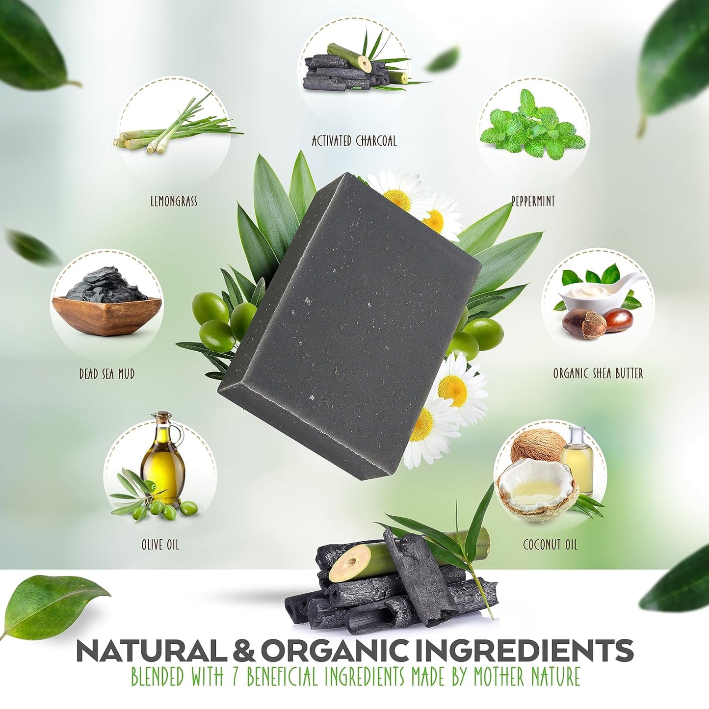 Aspen Kay Naturals Dead Sea Mud and Charcoal Soap Bar. With Organic Shea Butter & Pure Essential Oils. Charcoal Face Wash for Men, Women & Teens. (3 pack)