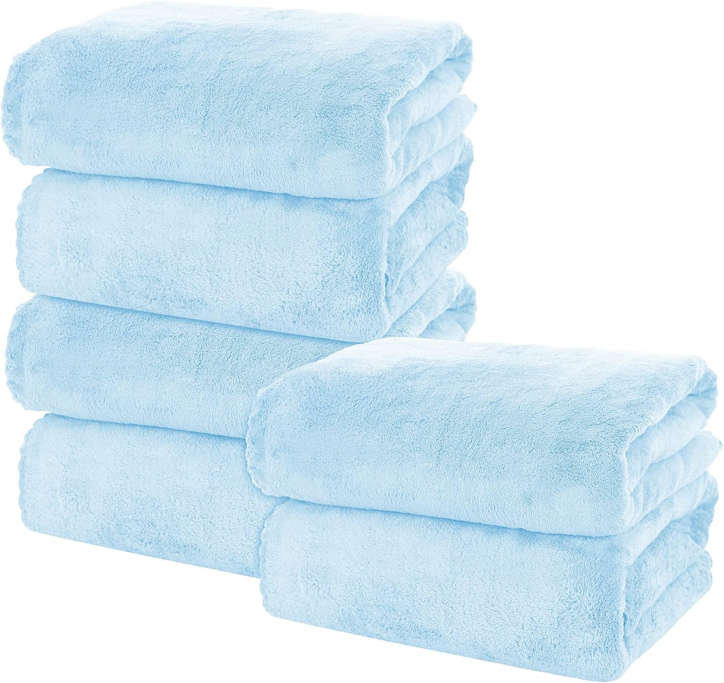 MOONQUEEN 6 Pack Premium Bath Towel Set - Quick Drying - Microfiber Coral Velvet Highly Absorbent Towels - Multipurpose Use as Bath Fitness, Bathroom, Shower, Sports, Yoga Towel (Aquamarine)
