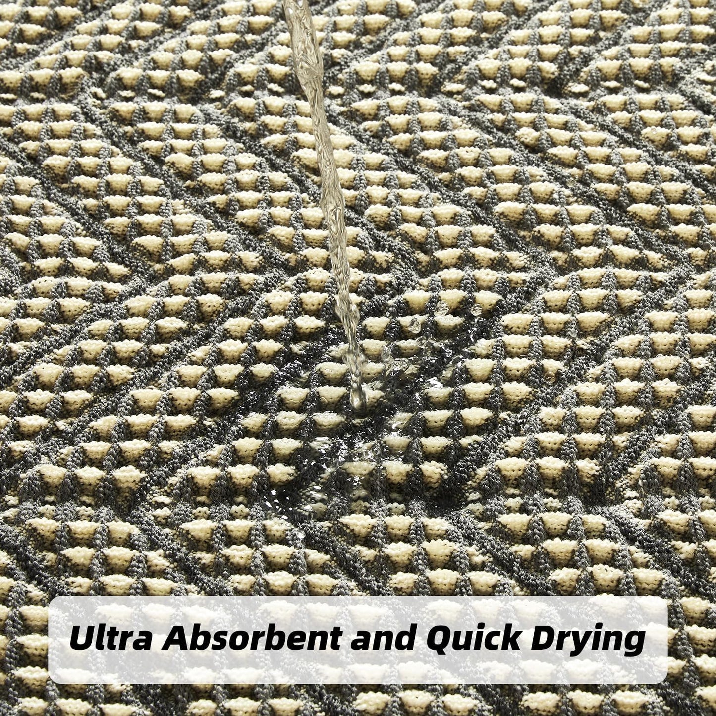 Woven Bath Mat,Upgraded Waffle Self Drying Bath Rug,Super Absorbent Non Slip Bath Drying Mat,Floor Rugs Non Slip Washable for Shower Room,Ultra Soft,Bluish Grey & Yellow,24"*36"