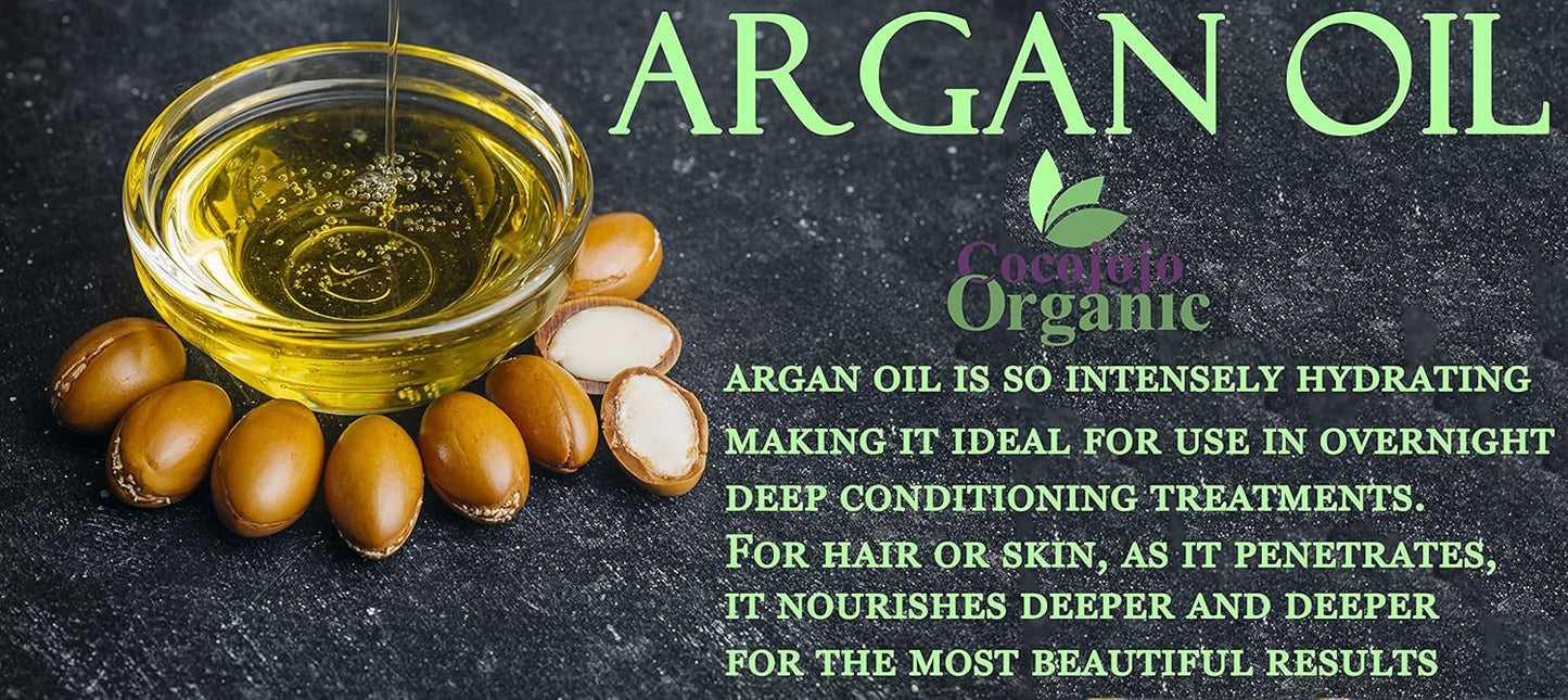 cocojojo Pure Deodorized Argan Oil - All Natural - Moroccan Argan Oil - Filtered to Reduce Smell - Perfect for Skin, Face, Hair, Nails - Reduced Scent - (1 Gallon)