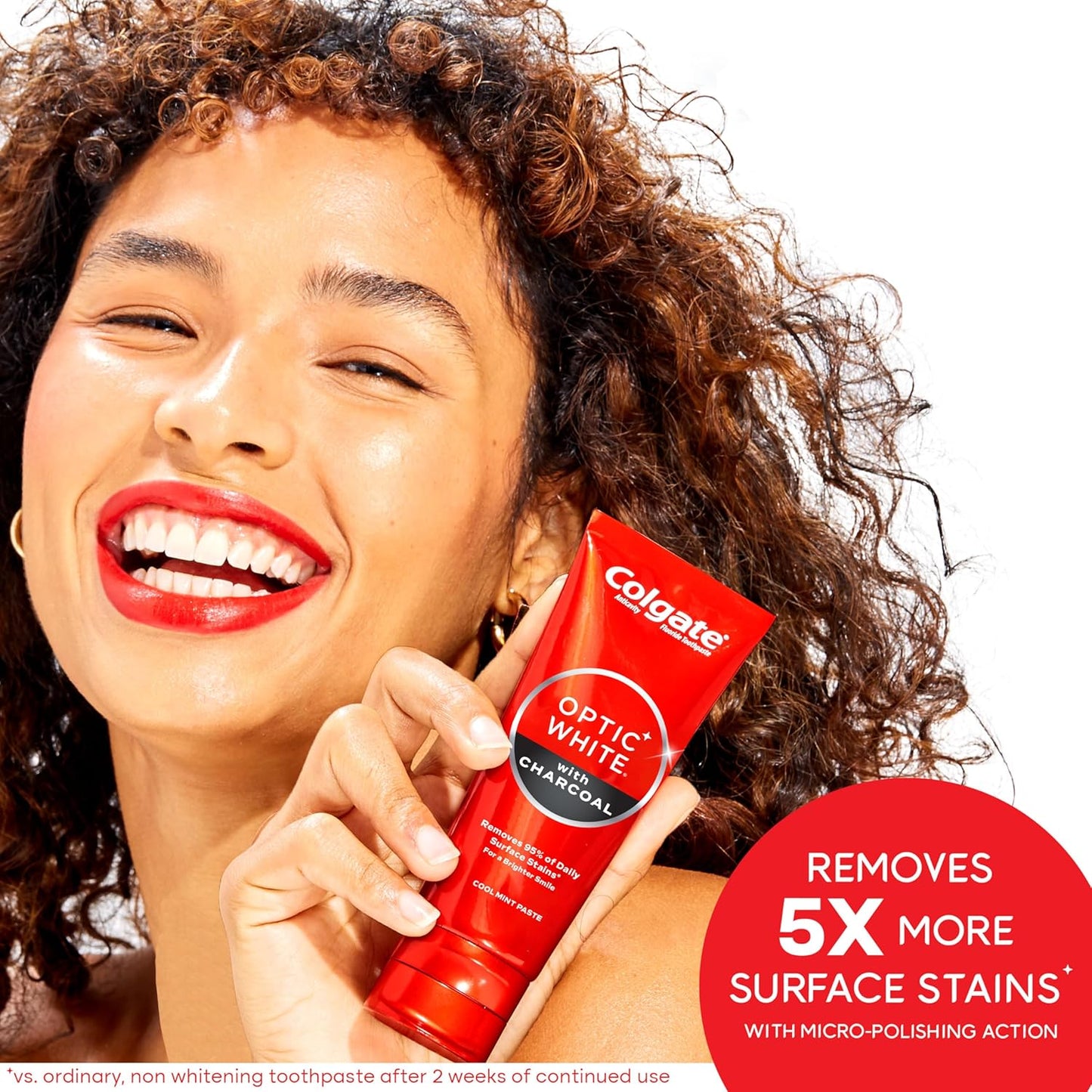 Colgate Optic White Whitening Toothpaste with Charcoal, Whitening with Charcoal Toothpaste Pack, Removes Daily Surface Stains, Enamel-Safe for Daily Use, Vegan, Cool Mint Paste, 2 Pack, 4.2 oz