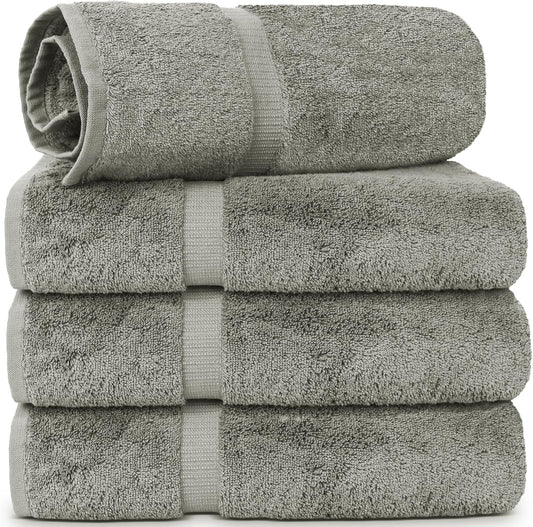 Chakir Turkish Linens | Hotel & Spa Quality 100% Cotton Luxury Turkish Towels | Soft & Absorbent (30x60 Inches Extra Large Bath Towels, Set of 4 - Gray)