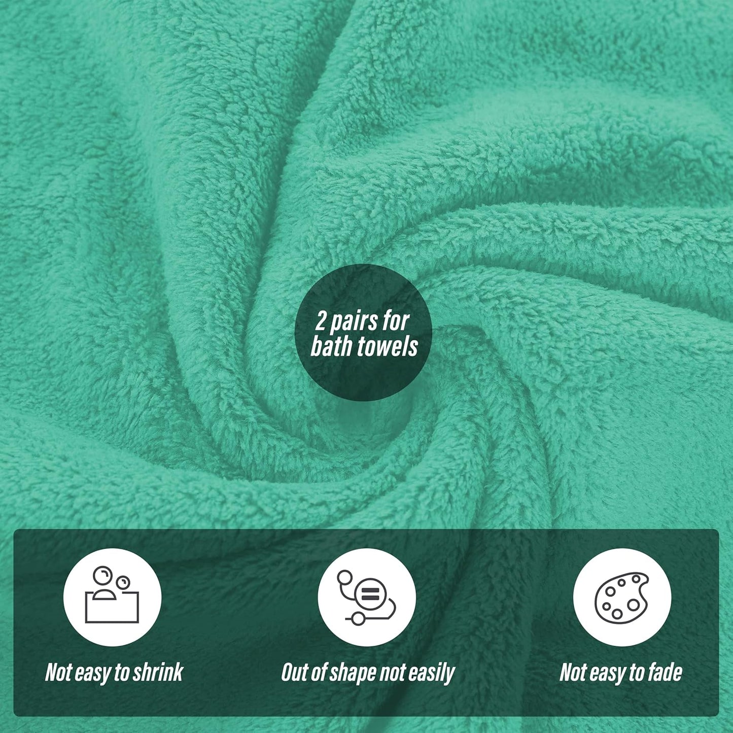 MOONQUEEN 2 Pack Premium Bath Towel Set - Quick Drying - Microfiber Coral Velvet Highly Absorbent Towels - Multipurpose Use as Bath Fitness, Bathroom, Shower, Sports, Yoga Towel (Aqua Green)