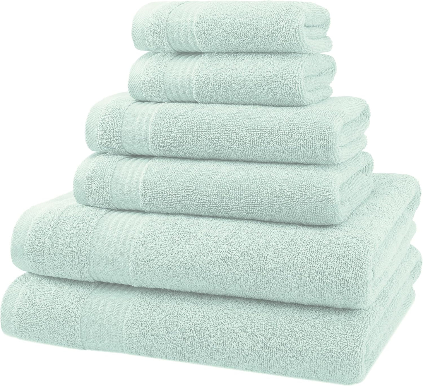 American Veteran Towel, 6 Piece Towel Set for Bathroom, 100% Cotton Turkish Bathroom Towels, 2 Bath Towels 2 Hand Towels 2 Washcloths, Mint