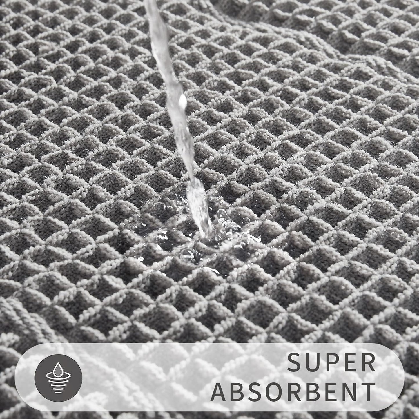 Bath Matts - Upgraded Waffle Super Absorbent, Non Slip Washable, Quick Dry Shower Mats, Ultra Soft for Bathroom Floor, Grey, 24"*36