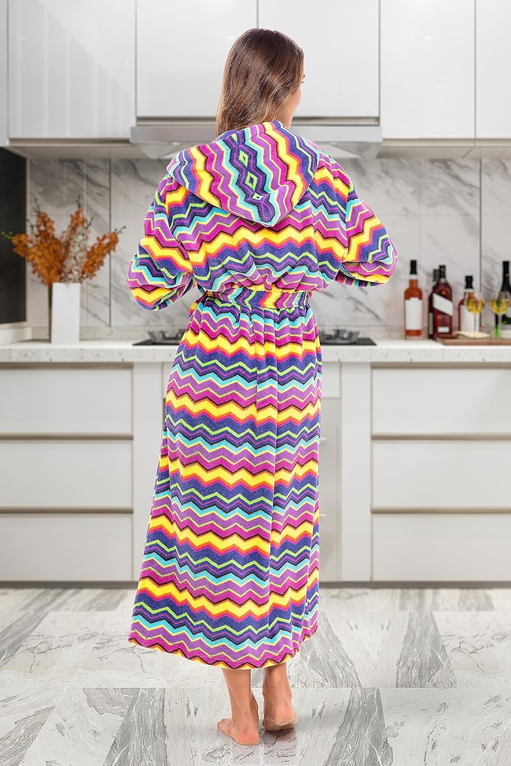 Alexander Del Rossa Womens Robe, Long Plush Bathrobe with Hood, Hooded Robes for Women Plus Size Bath Robe