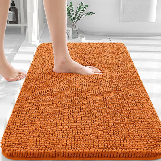 OLANLY Bathroom Rugs 30x20, Extra Soft Absorbent Chenille Bath Rugs, Rubber Backing Quick Dry, Machine Washable Bath Mats for Bathroom Floor, Tub and Shower, Home Decor Accessories, Clay
