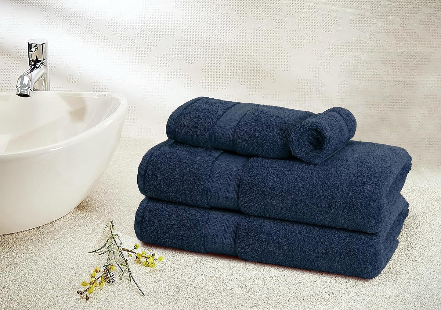 GLAMBURG 700 GSM Premium 8-Piece Towel Set - Contains 2 Bath Towels 30x54, 2 Hand Towels 16x28, 4 Wash Cloths 13x13 - Luxury Hotel & Spa Quality - Durable Ultra Soft Highly Absorbent - Mineral Blue
