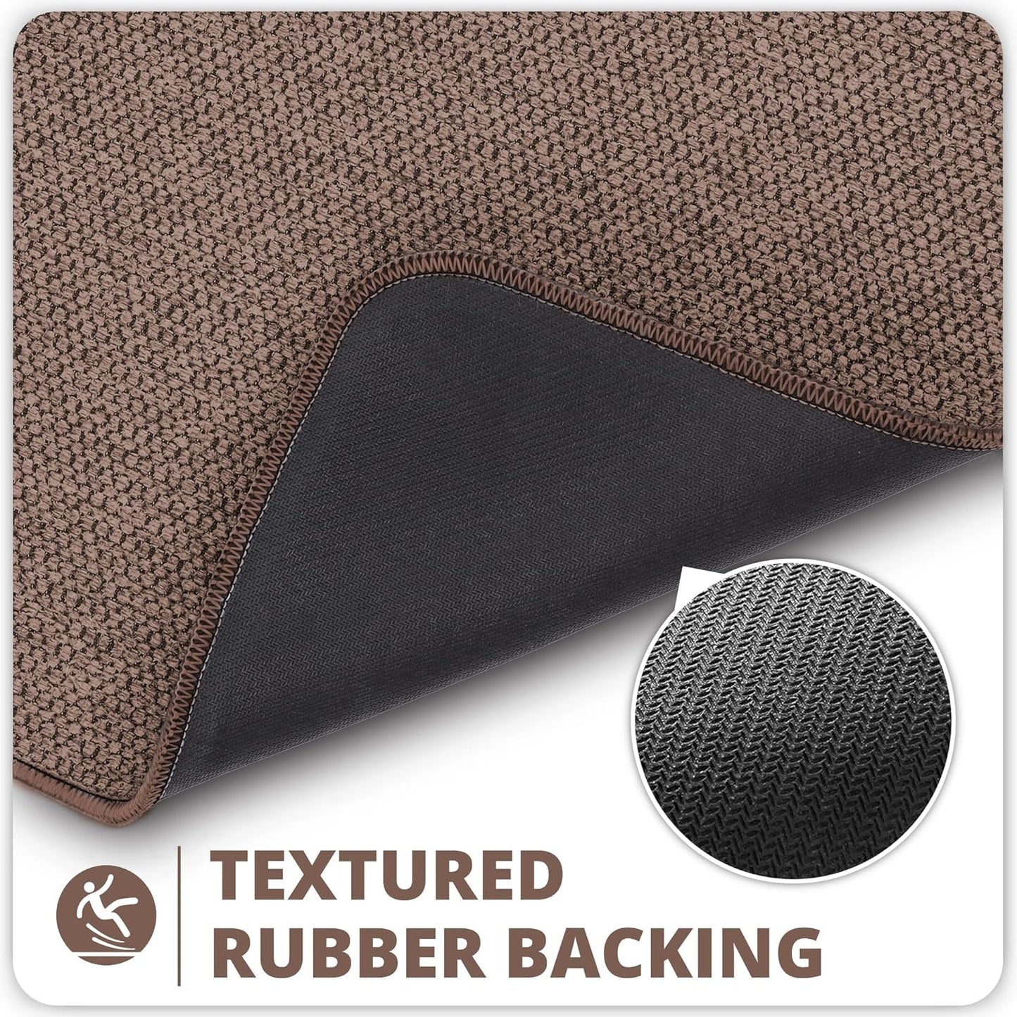 Bathroom Rugs Set 2 Pieces,Thin Bathroom Mats,Toilet Rugs,Quick Dry,Non-Slip,Machine Washable,Low Pile,Absorbent Bath Mats,Shower,Sink,Home Decor Accessories.Brown,1'5"x2'3"+1'8"x2" U Shape