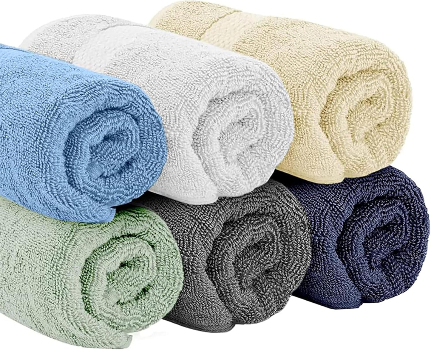 White Classic Luxury Multicolor Hand Towels - Soft 100% Turkish Cotton | Highly Absorbent Hotel spa Bathroom Towel Collection | 16x30 Inch | Set of 6