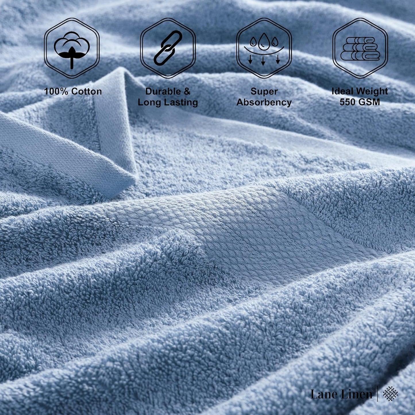 LANE LINEN 100% Cotton 4 Pack Bath Sheets (35"x66") - Ring Spun Cotton Extra Large Bathroom Towels - Quick Dry, Soft & Absorbent Oversized Bath Towels - Machine Wash in Cold Water - Cerulean Blue