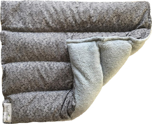SacksyThyme Weighted Microwave Heating Pad, Microwavable Neck and Shoulder Wrap for Moist Hot Therapy, Flaxseed, Cotton Fleece, Covers Large Areas XL 16" x 13" Gray Made in USA