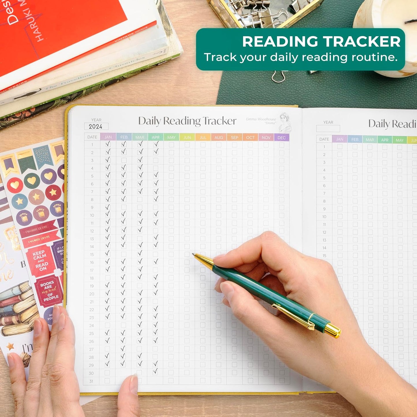 Skyline Reading Journal – Book Review Log & Tracker for Reading Tracking – Accessories & Gift for Book Lover, 7.6x9.2” (Yellow Debossed)