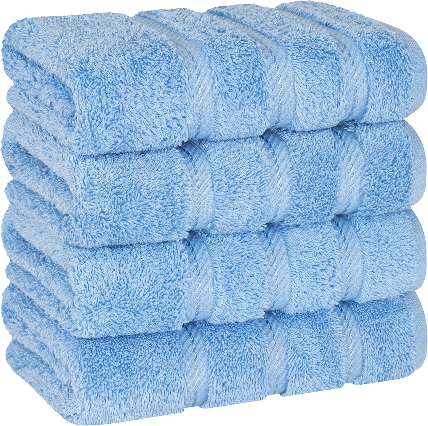 American Soft Linen Luxury Hand Towels for Bathroom, 600 GSM 100% Cotton Turkish 4 Piece Hand Towel Set, 600 GSM Hand Face Towels for Kitchen, Sky Blue Hand Towels