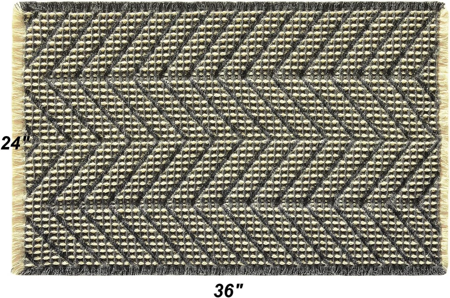 Woven Bath Mat,Upgraded Waffle Self Drying Bath Rug,Super Absorbent Non Slip Bath Drying Mat,Floor Rugs Non Slip Washable for Shower Room,Ultra Soft,Bluish Grey & Yellow,24"*36"