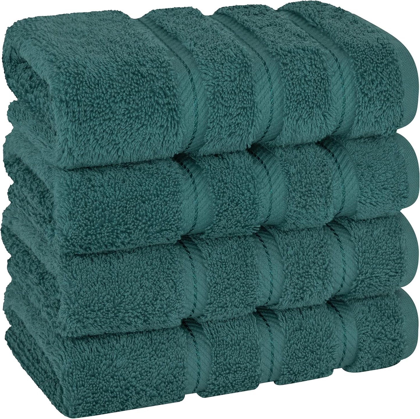 American Soft Linen Luxury Hand Towels for Bathroom, 600 GSM 100% Cotton Turkish 4 Piece Hand Towel Set, 600 GSM Hand Face Towels for Kitchen, Teal Hand Towels
