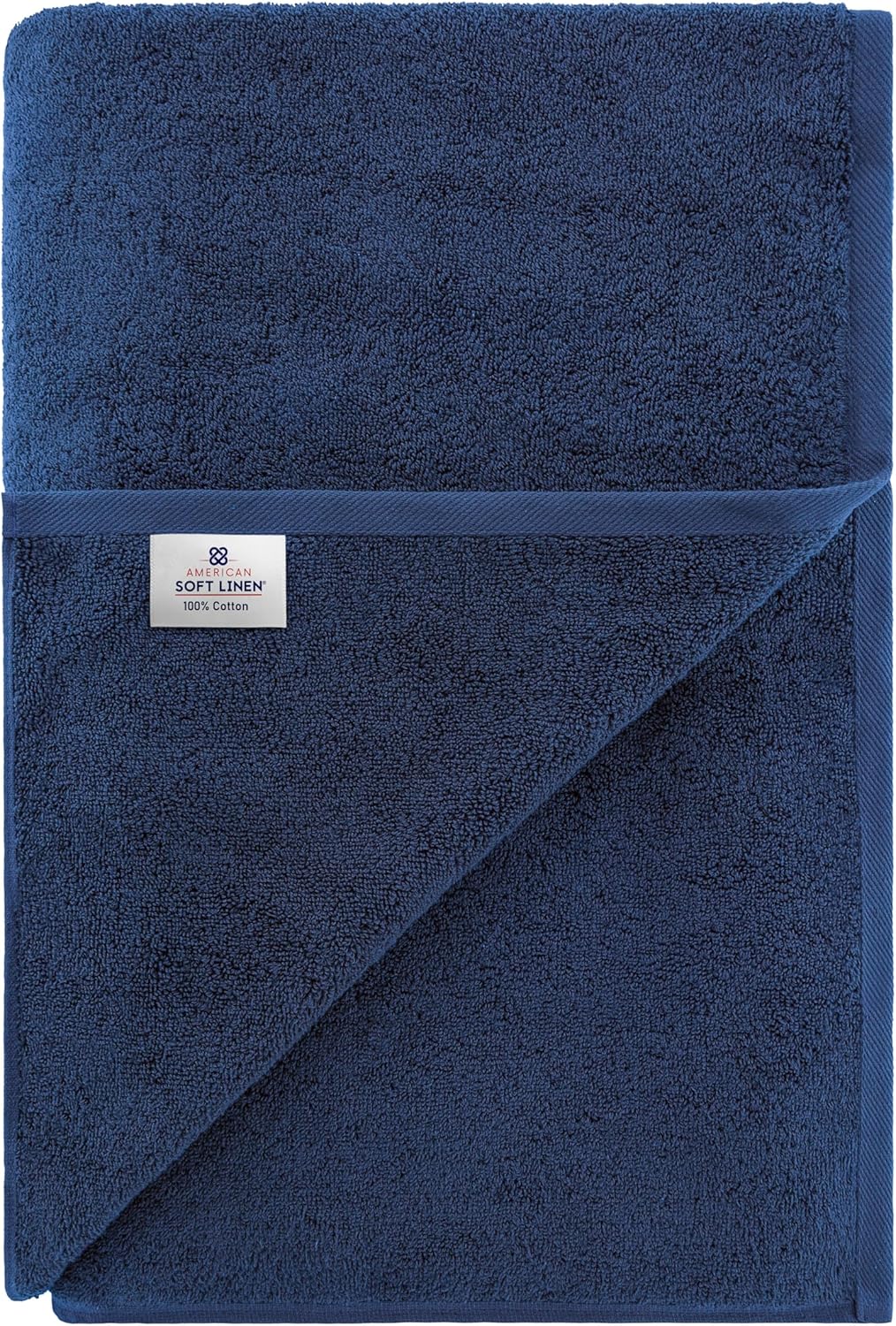 American Soft Linen Oversized Bath Sheet 40x80 Extra Large for Bathroom, 600 GSM 100% Cotton Turkish Jumbo Bathsheet Towels for Adults, Navy Blue Bath Sheet