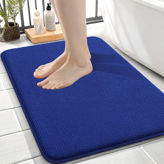 OLANLY Thick Memory Foam Bath Mat Rug 24x16, Extra Soft Absorbent Bathroom Rug, Quick Dry Bath Mats, Non-Slip, Machine Washable Carpet for Bathroom, Tub and Shower, Home Decor Accessories, Royal Blue