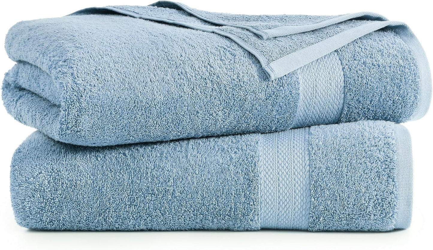 LANE LINEN 100% Cotton 2 Pack Bath Sheets (35"x66") - Ring Spun Cotton Extra Large Bathroom Towels - Quick Dry, Soft & Absorbent Oversized Bath Towels - Machine Wash in Cold Water - Cerulean Blue