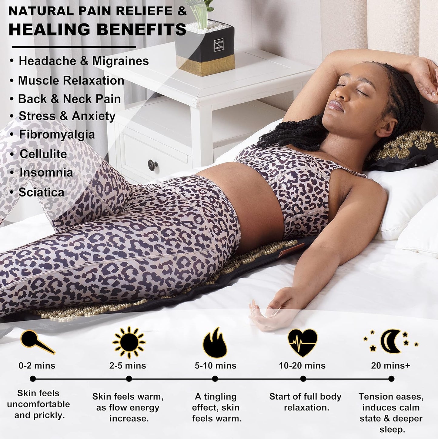 UNMERA Acupressure Mat and Pillow Set,Natural Premium Linen & Coconut Fiber Filling,for Back/Neck Pain Relief, Sciatic, Headache and Muscle Relaxation, Comes with Carrying Bag