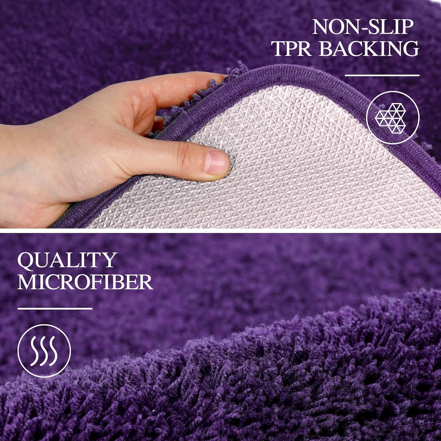 Walensee Large Bathroom Rug (24 x 40, Dark Purple) Extra Soft and Absorbent Shaggy Bath Mat Machine Washable Microfiber Non Slip Luxury Floor Mat