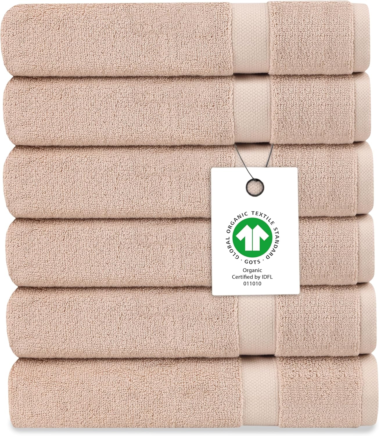 Delara Organic Cotton Luxuriously Plush Washcloths Pack of 6 | GOTS & Oeko-TEX Certified | Premium Quality Face Towels | Feather Touch Technology|650 GSM Long Staple|Soft, Quick Dry & Ultra-Absorbent