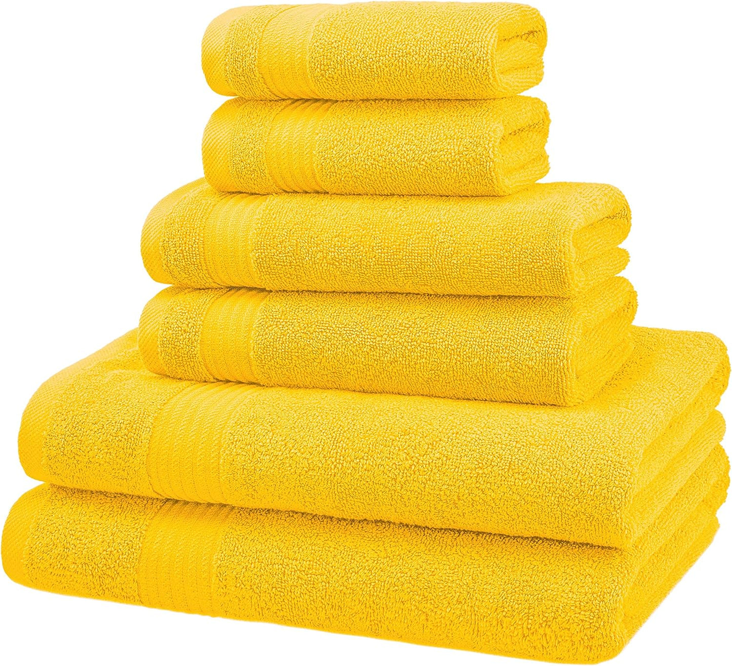 American Veteran Towel, 6 Piece Towel Set for Bathroom, 100% Cotton Turkish Bathroom Towels, 2 Bath Towels 2 Hand Towels 2 Washcloths, Yellow