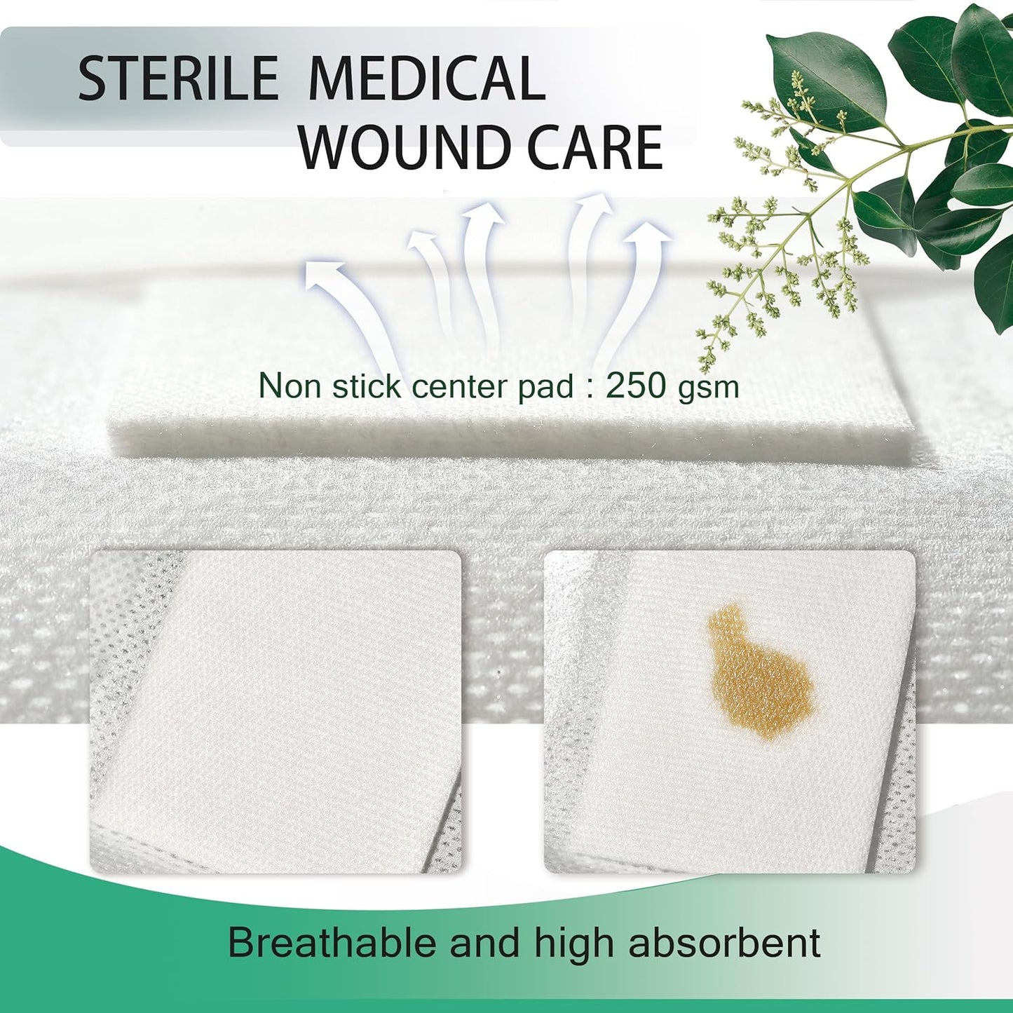 4X8 Inches Extra Large Sterile Adhesive Island Wound Dressing Bandages - Non Woven Cover Bordered Gauze Pads, 25 Individually Pack, High Absorbent, Medical Grade by QICHUANG(4X8 INCHES - C25)