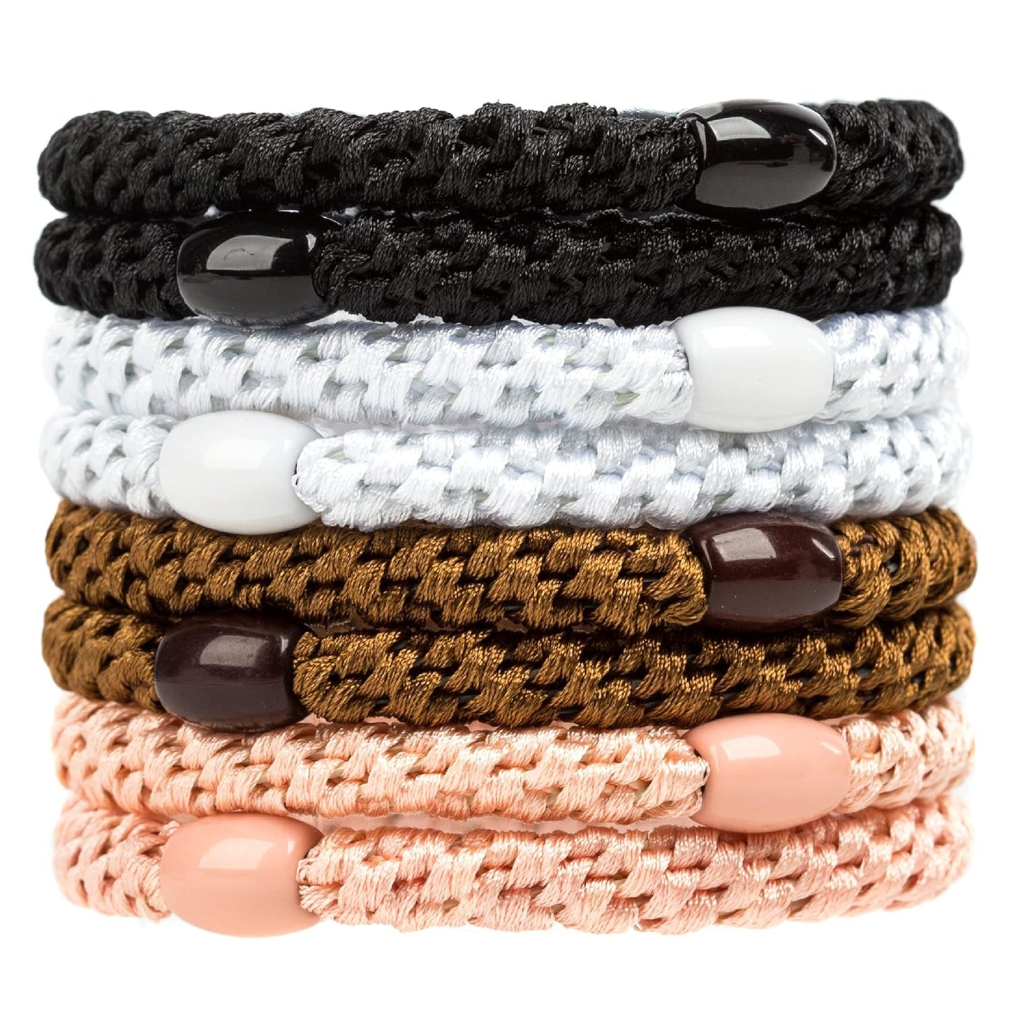 AXEN 8PCS Elastic Hair Tie for Women Girls, Cotton Bands Soft Woven Ponytail Holders for Thick Hair and Curly Hair, Neutral Colors