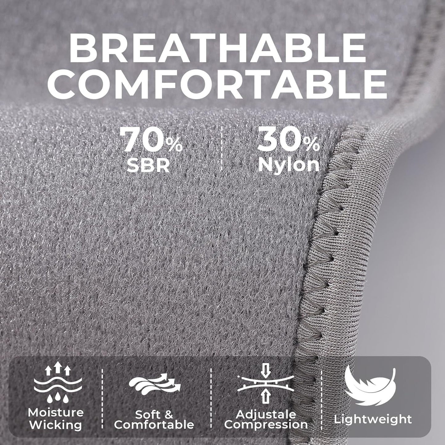 NeoTech Care Wrist Band - Elastic & Breathable Fabric - Adjustable Compression Strap - Men, Women, Right or Left - Support Wrap for Protection or Sports (Gray Color, Size S, 1 Unit)