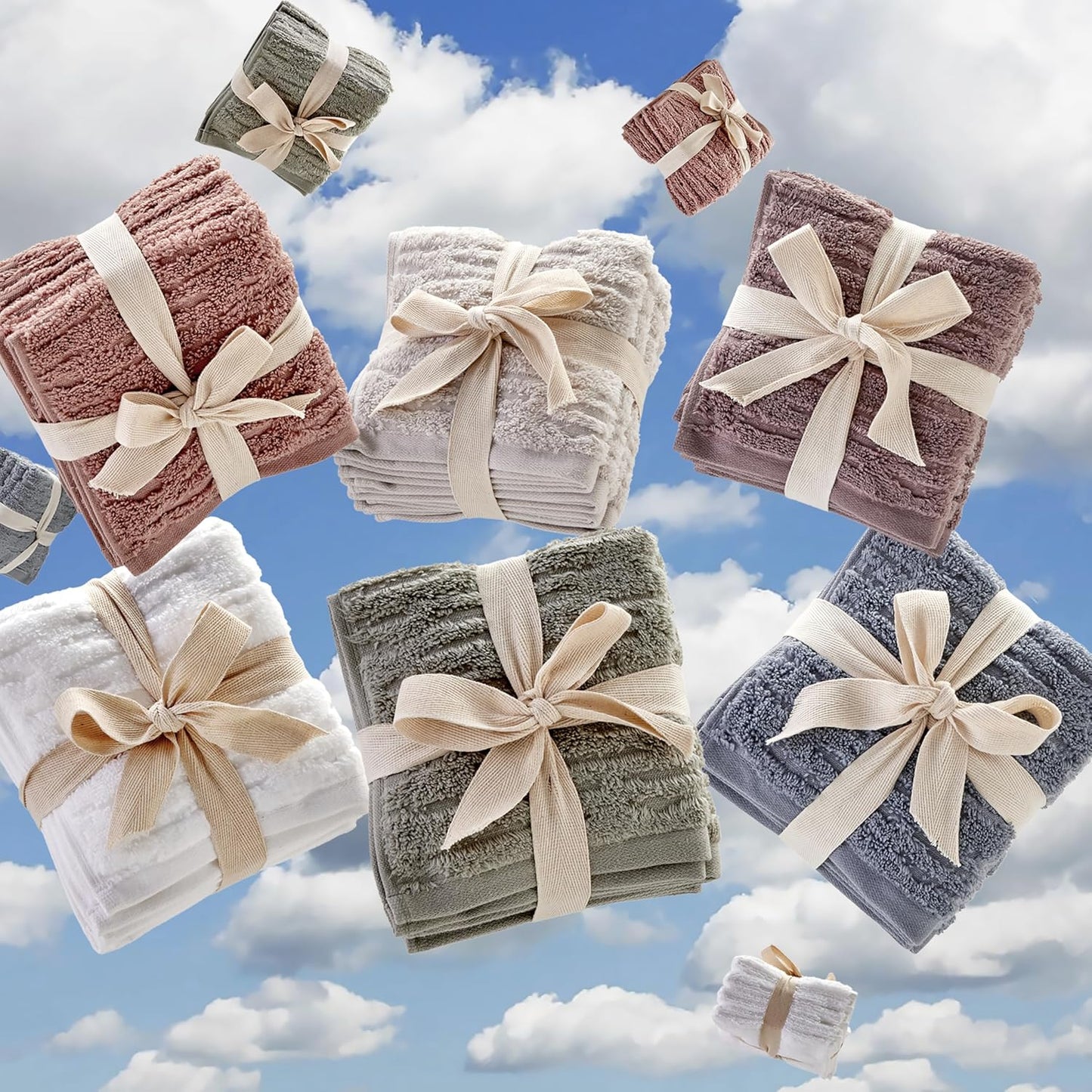 SKL Home CloudSoft Cotton Luxury 4-Piece Washcloth Set, Clay