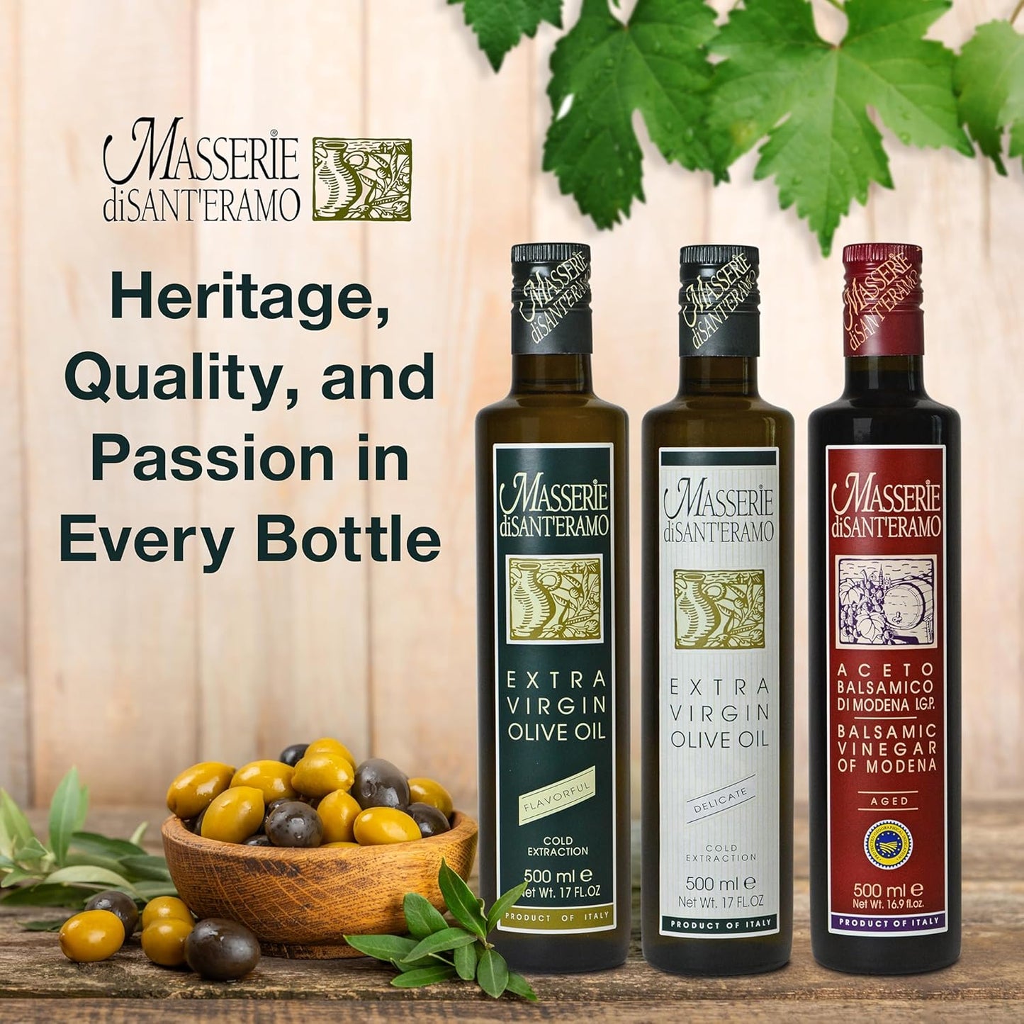 Delicate Italian Extra Virgin Olive Oil Cold Pressed - Light Olive Oil for Cooking and Frying, Imported from Italy - Masserie di Sant'Eramo - 16.9 Fl Oz (Pack 12)