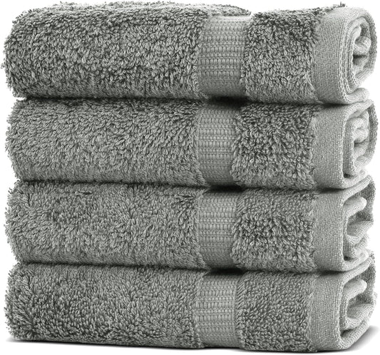 Chakir Turkish Linens | Hotel & Spa Quality 100% Cotton Premium Turkish Towels | Soft & Absorbent (4-Piece Washcloths, Gray)