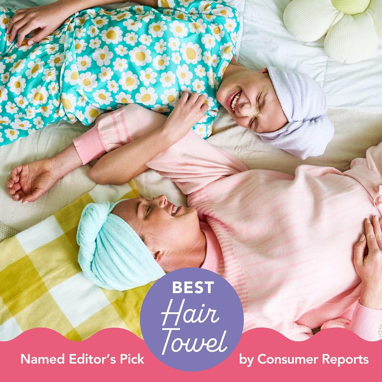 Turbie Twist 2-Pack Microfiber Hair Towel for Beauty, Travel, Gifting - Hair Wrap Turban for Straight, Wavy & Curly Hair - Premium Personal Care - Lilac & Lemon