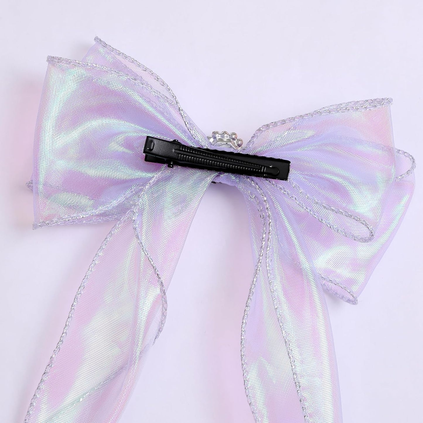 Elegant Hair Bow Set Sweet Styles with Crystal and Pearl Accents Fashion Hair Clips for Girls (White/Pink/Lavender)