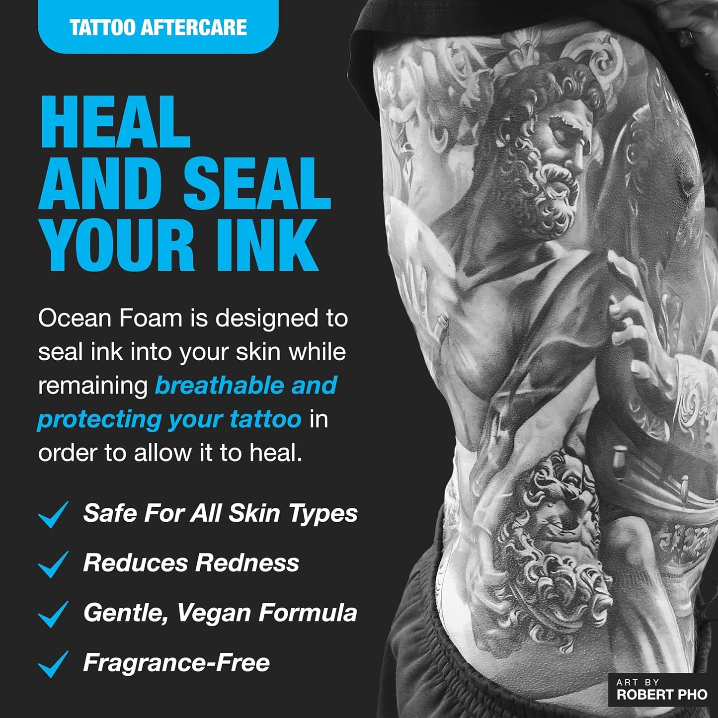 H2Ocean Ocean Care Tattoo Aftercare Lotion 2.5oz + Ocean Foam Tattoo Aftercare 2oz