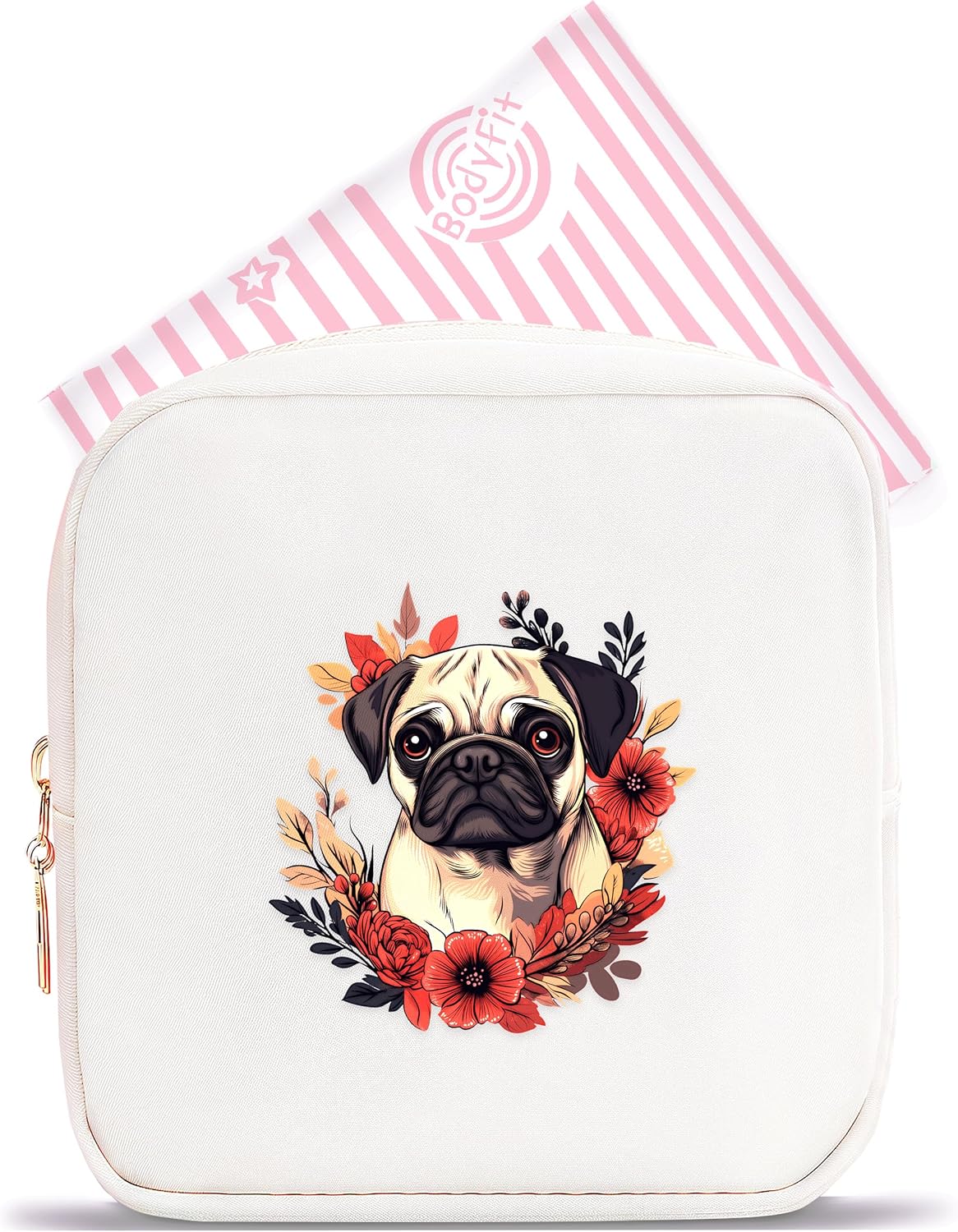 Pug Mini Makeup Bag, Pug Gift For Women Girls, Cute Portable Zipper Pouch Cosmetic Bag For Teen Girls Kids, Small Storage Bag For Sanitary Pad, Period napkin bag!