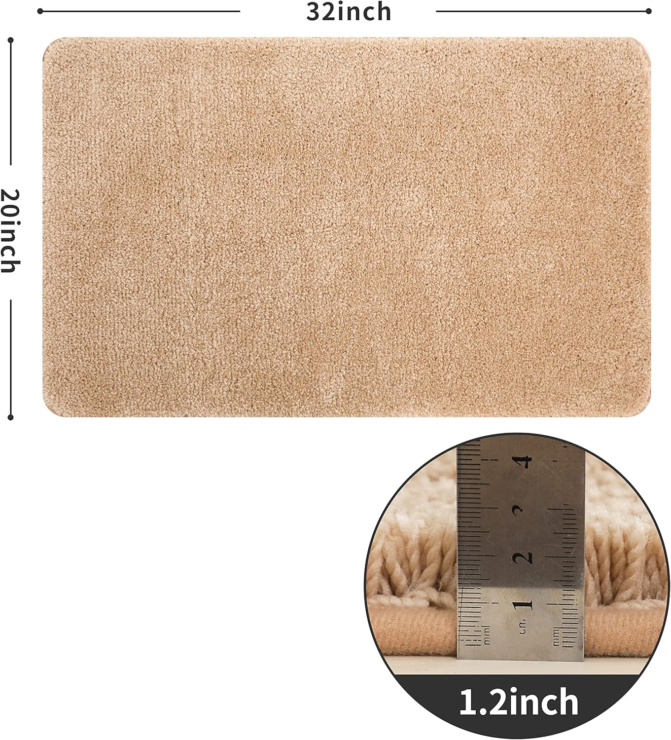 COSY HOMEER Bath Rugs for Bathroom Extra Thick - Anti-Slip Bath Mats Soft Plush Yarn Shaggy 100% Strong Mirco Polyeste Mat Living Room Bedroom Mat Floor Water Absorbent(Beige,20x32 - Inches)