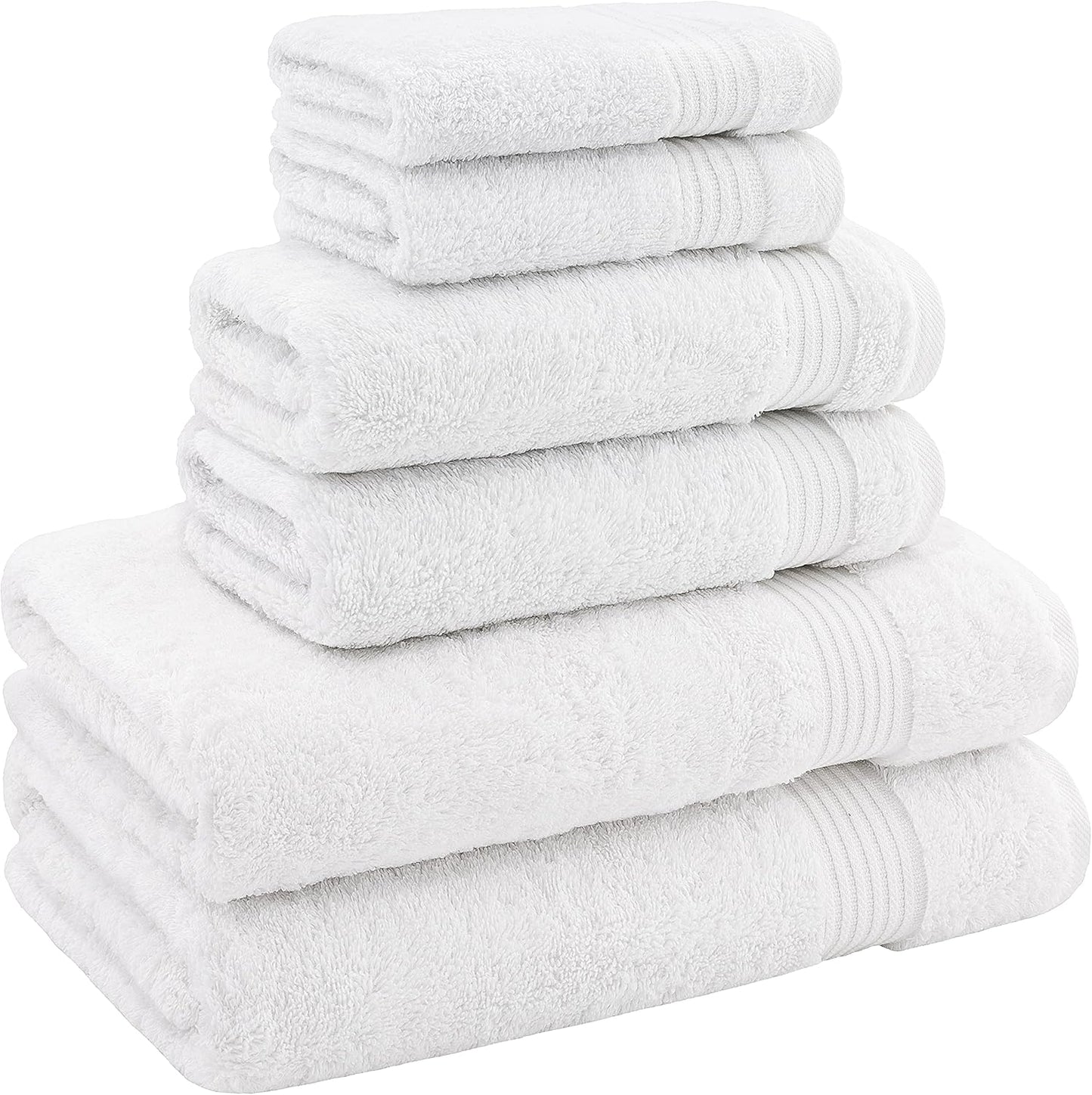 Hotel & Spa Quality Super Absorbent and Soft, Cotton, 6 Piece Turkish Towel Set for Kitchen and Decorative Bathroom, Includes 2 Bath Towels 2 Hand Towels 2 Washcloths, Snow White