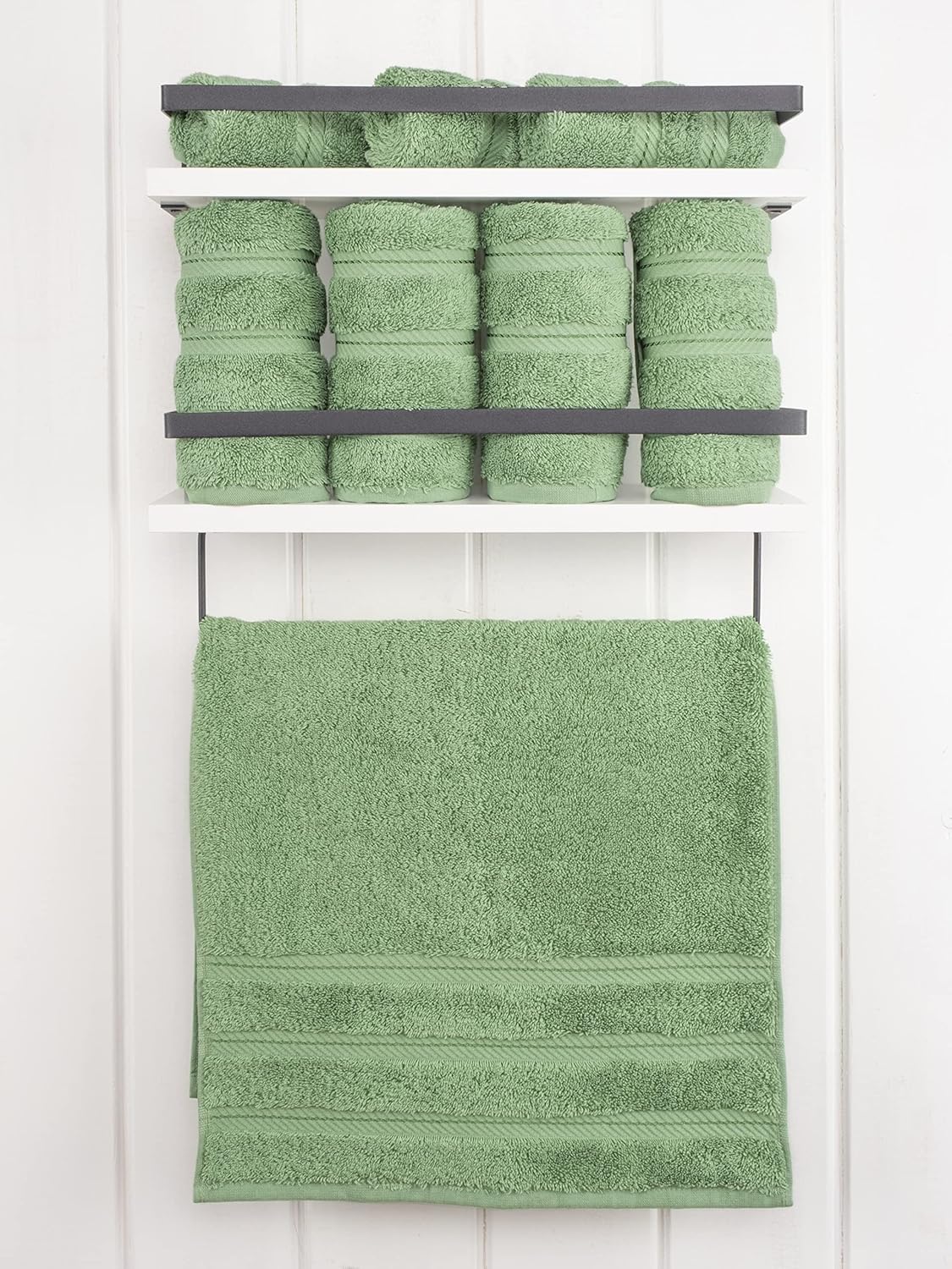American Soft Linen Luxury Hand Towels for Bathroom, 600 GSM 100% Cotton Turkish 4 Piece Hand Towel Set, 600 GSM Hand Face Towels for Kitchen, Sage Green Hand Towels