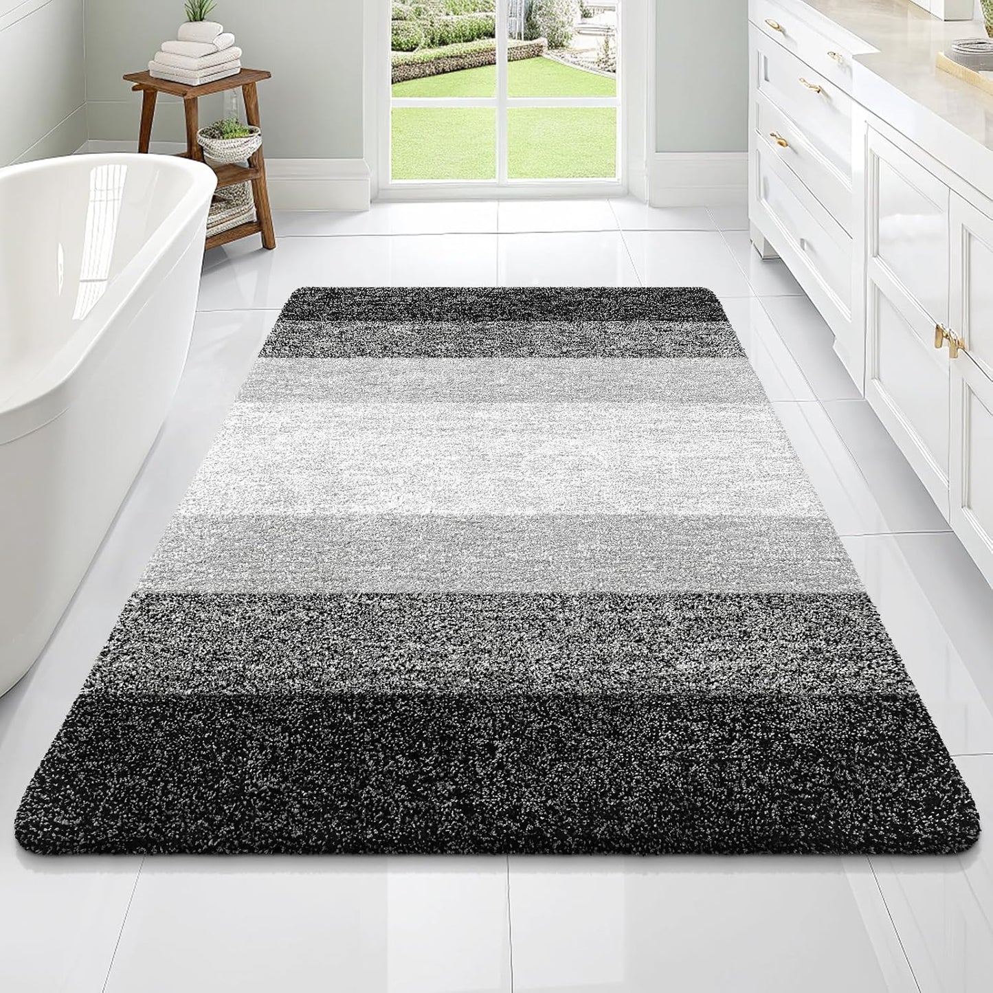 OLANLY Bathroom Rugs Mat 70x46, Extra Soft Absorbent Microfiber Bath Rugs, Rubber Backing, Quick Dry, Machine Washable Bath Mats for Bathroom Floor, Tub and Shower, Home Decor Accessories, Black