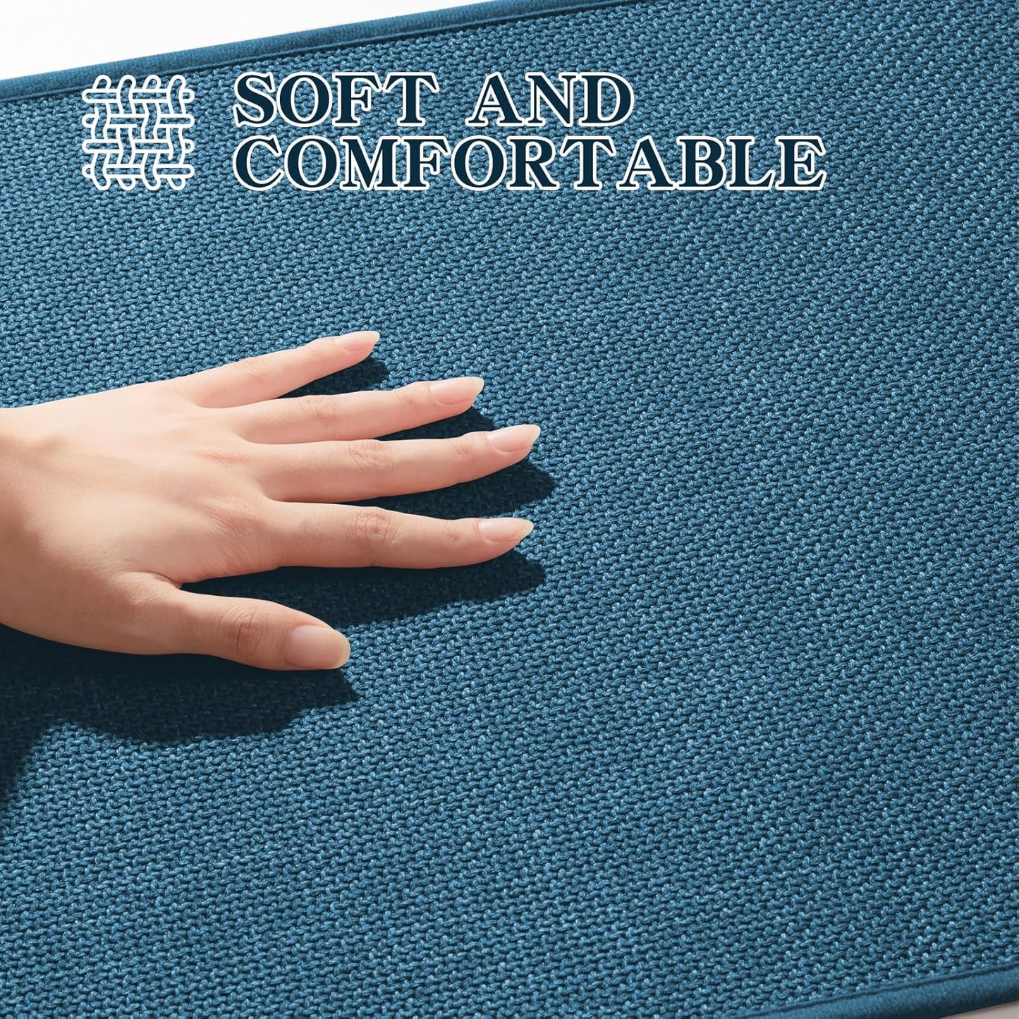 chakme Bathroom Rugs Mat 59x17, Ultra Thin Bath Rug Non Slip Runner Quick Dry Absorbent Bath Mat for Bathroom, (Dark Blue, 59"x17")