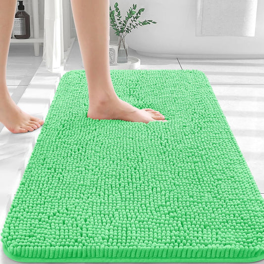 OLANLY Bathroom Rugs 36x24, Extra Soft Absorbent Chenille Bath Rugs, Rubber Backing Quick Dry, Machine Washable Bath Mats for Bathroom Floor, Tub and Shower, Home Decor Accessories, Mint Green