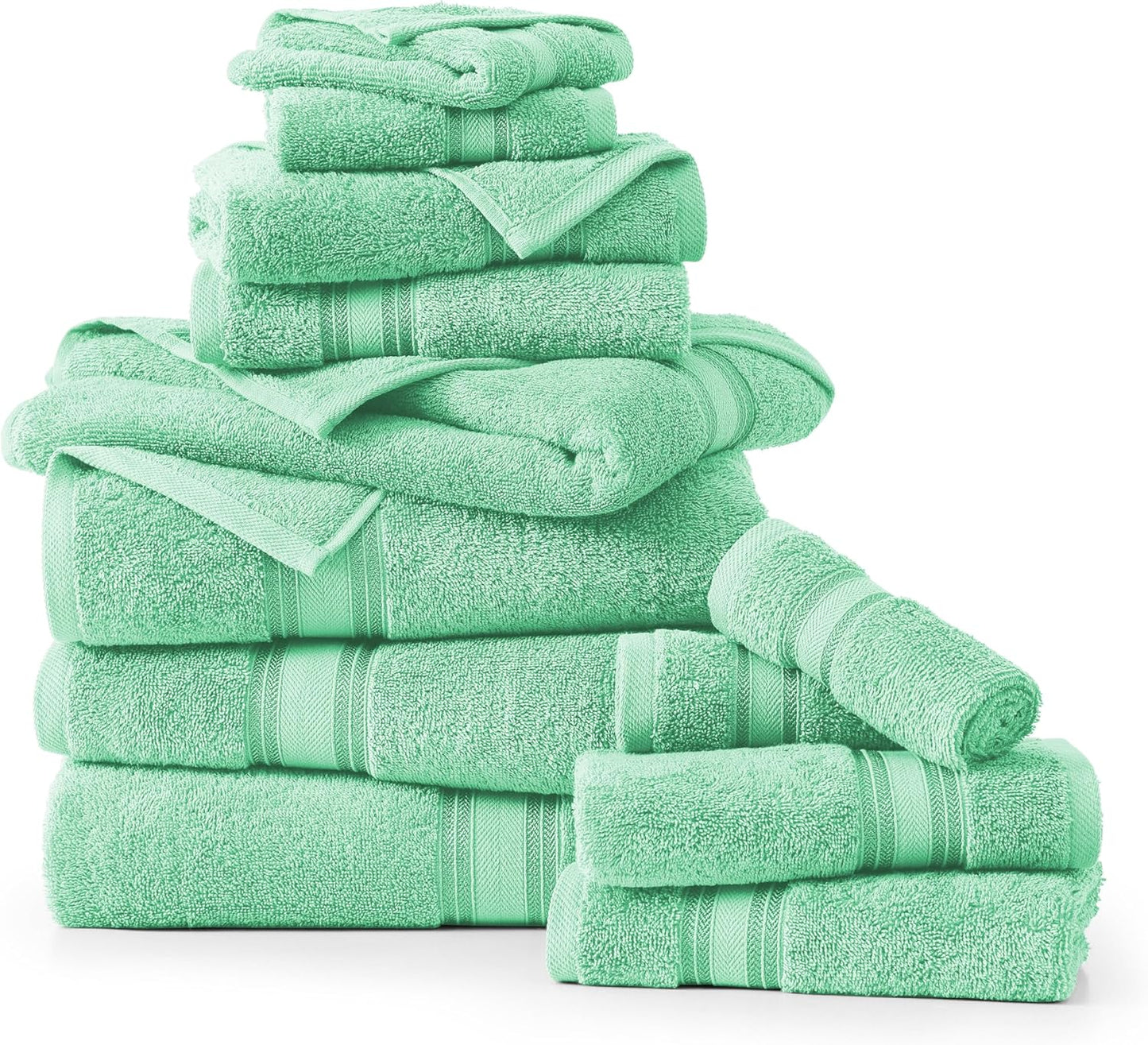 LANE LINEN Luxury Bath Towels Set - 12 Piece Set, 100% CottonBathroom Towels, Zero Twist, Shower Towels, Extra Absorbent Bath Towel, Super Soft, 4 Bath Towels, 4 Hand Towels, 4 Wash Cloths - Aqua Sky