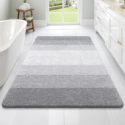 OLANLY Bathroom Rugs Mat 70x46, Extra Soft Absorbent Microfiber Bath Rugs, Rubber Backing, Quick Dry, Machine Washable Bath Mats for Bathroom Floor, Tub and Shower, Home Decor Accessories, Light Grey