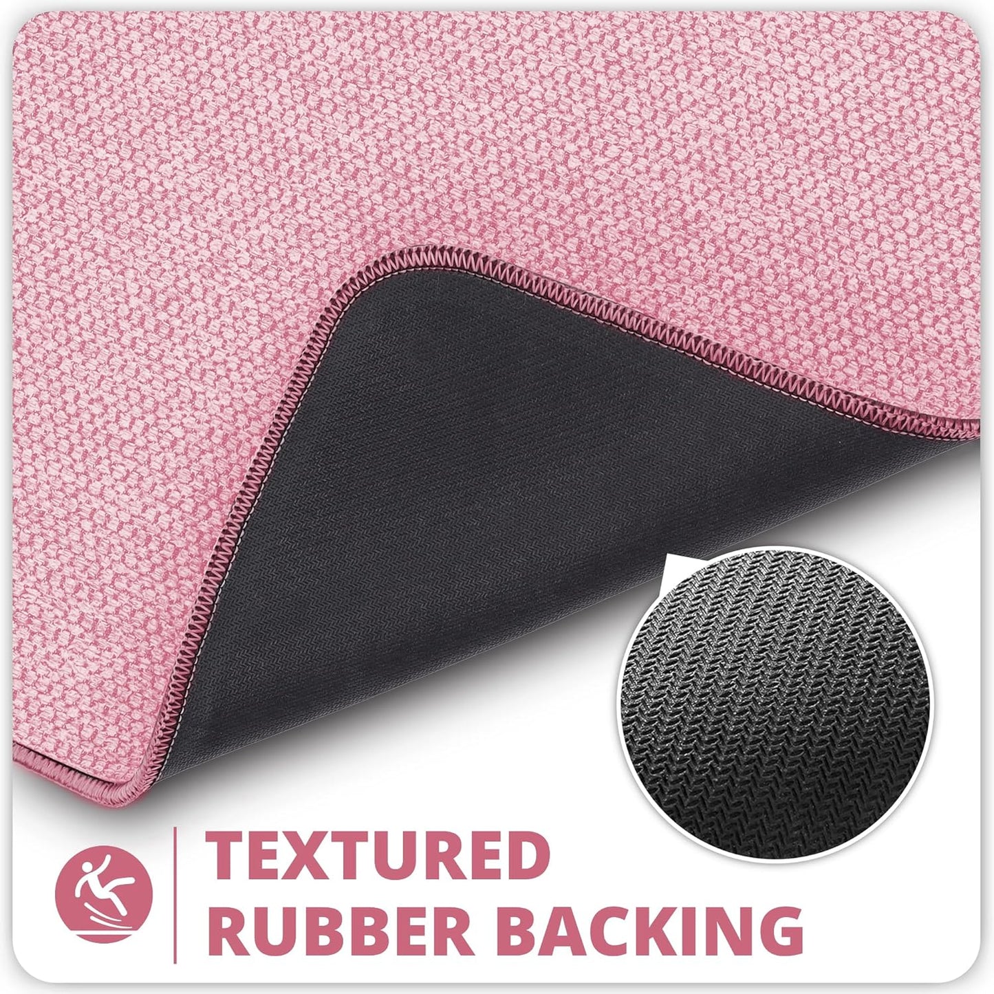 Bath Mat,Ultra Thin Bathroom Runner Rugs,Large Bath Mats for Bathroom,Quick Dry,Non-Slip,Machine Washable,Low Pile,Bath Rug,Shower Outside,Sink,Home Decor Accessories.Pink,1'5"x4'11"（17x59inch）