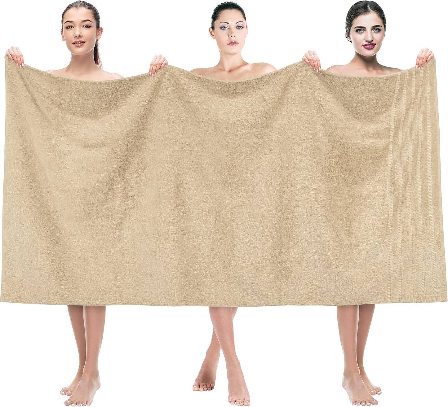 American Soft Linen 35x70 Jumbo Large Bath Towels, 600 GSM 100% Cotton Turkish Bath Sheet, Oversized Luxury Bath Towels for Bathroom Beach and Pool, Beige