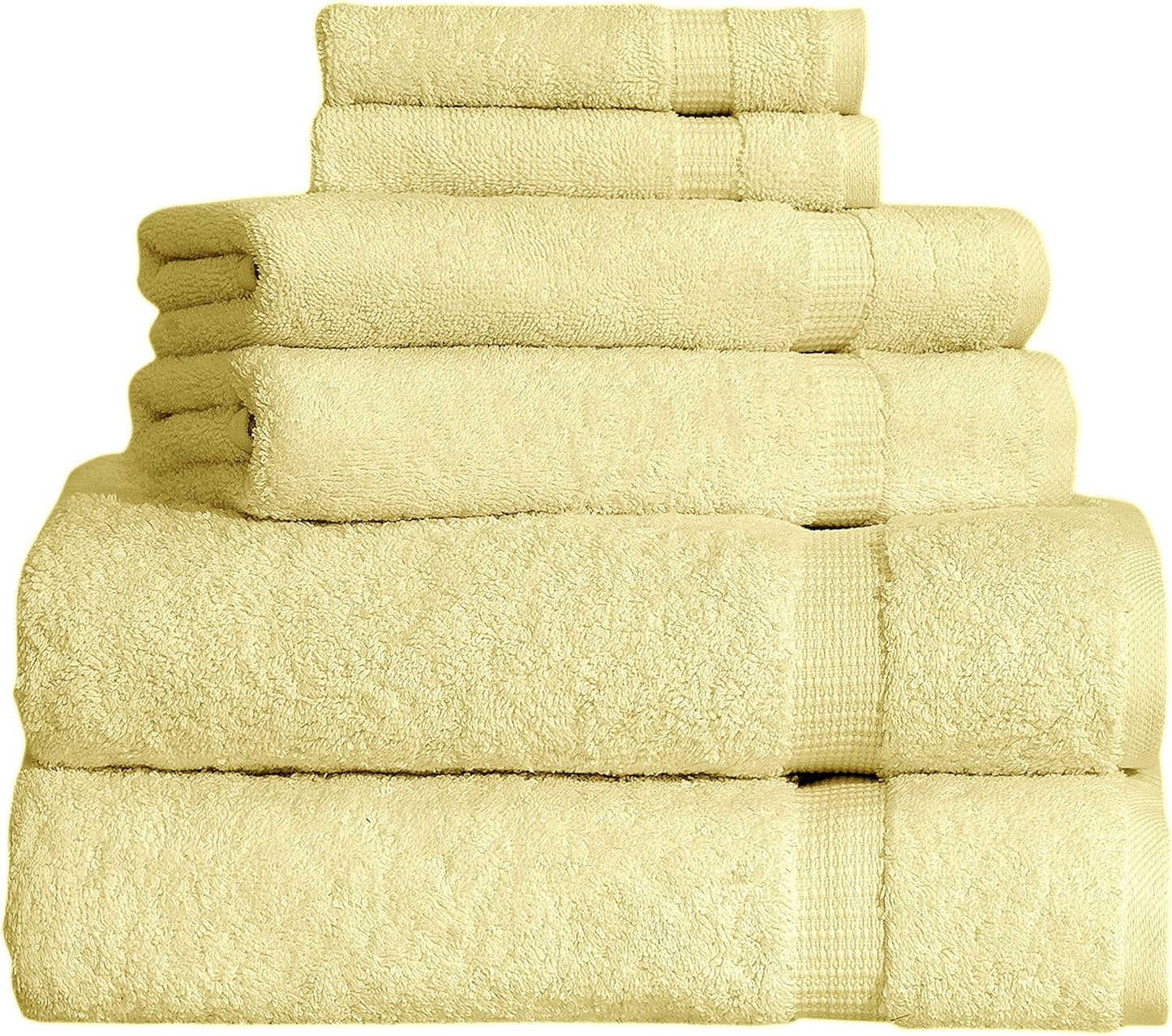 SALBAKOS 100% Turkish Cotton 6-Piece Towel Set | Heirloom Quality Hotel & Spa Collection | Soft, Super Absorbent 2 Washcloth, 2 Hand, 2 Bath Towel Sets | Made in Turkey (Yellow, 6 Piece Towel Set)