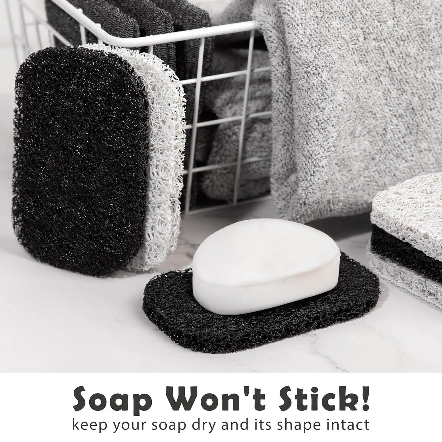 myHomeBody Soap Pocket Squares Exfoliating Pouch, Body Scrubber, Exfoliator Sponge for Bath or Shower, or Leftover Bits Saver, Graphite Gray, 9 Pack + 6 Lift Pads